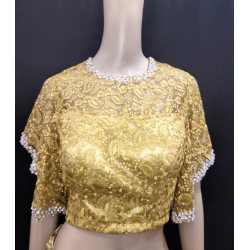 Net blouse with ruffle sleeve