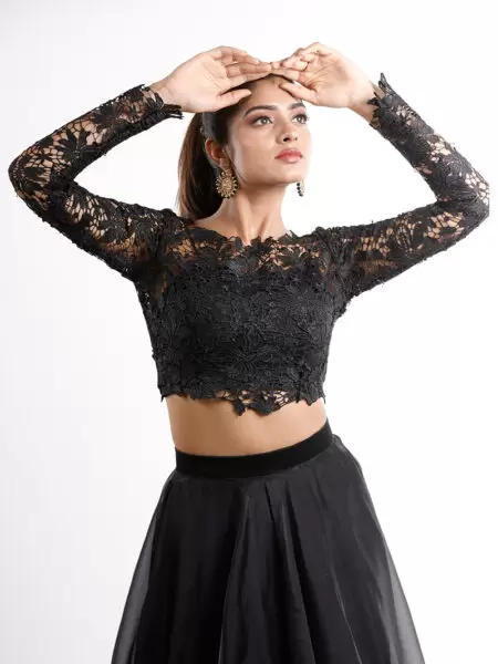Net Embroidary & Black Cutwok Blouse